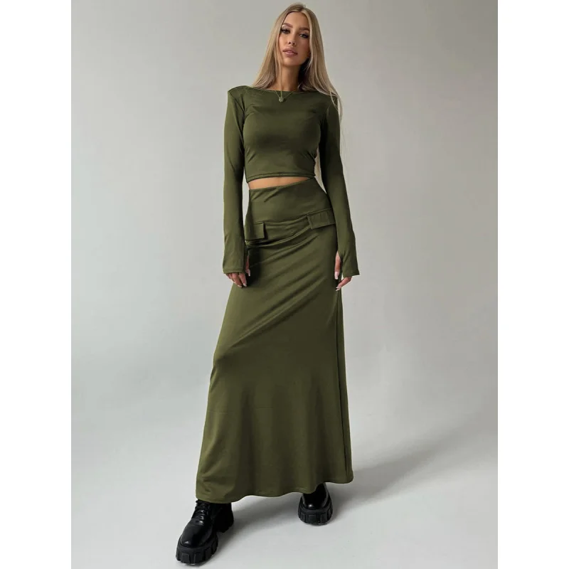 European and american women's clothing2024Autumn and Winter New Fashion Midriff-Baring Long Sleeve Top Slim Skirt Suit Women
European and american women's clothing2024Autumn and Winter New Fashion Midriff-Baring Long Sleeve Top Slim Skirt Suit Women