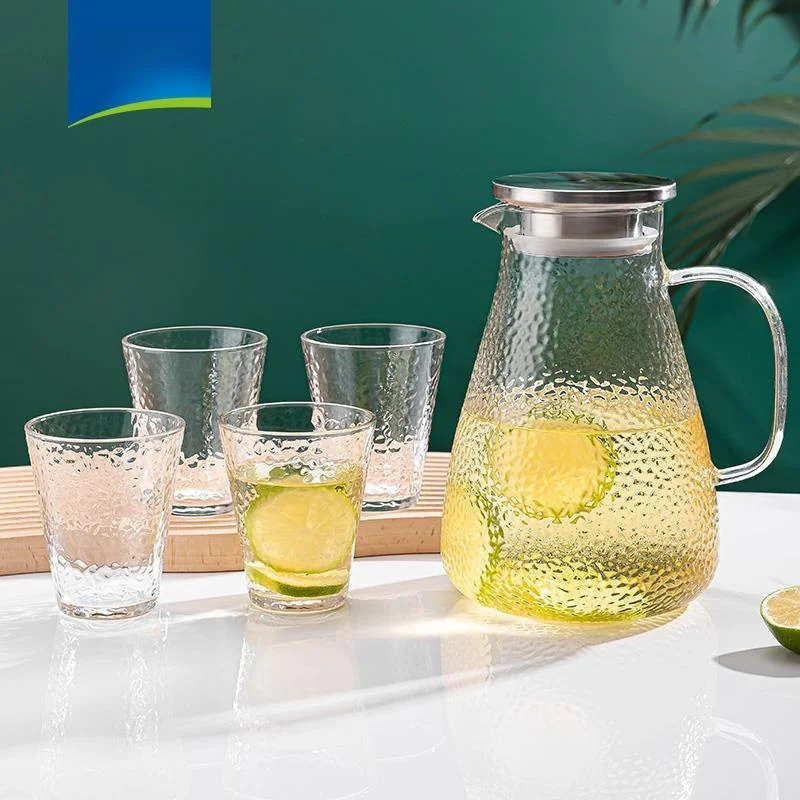 Hammered Pattern Glass Water Pot Set with Ripple Design Five Piece Set Includes Glass Cups Ideal Gift Cold Water Pot Set
Hammered Pattern Glass Water Pot Set with Ripple Design Five Piece Set Includes Glass Cups Ideal Gift Cold Water Pot Set