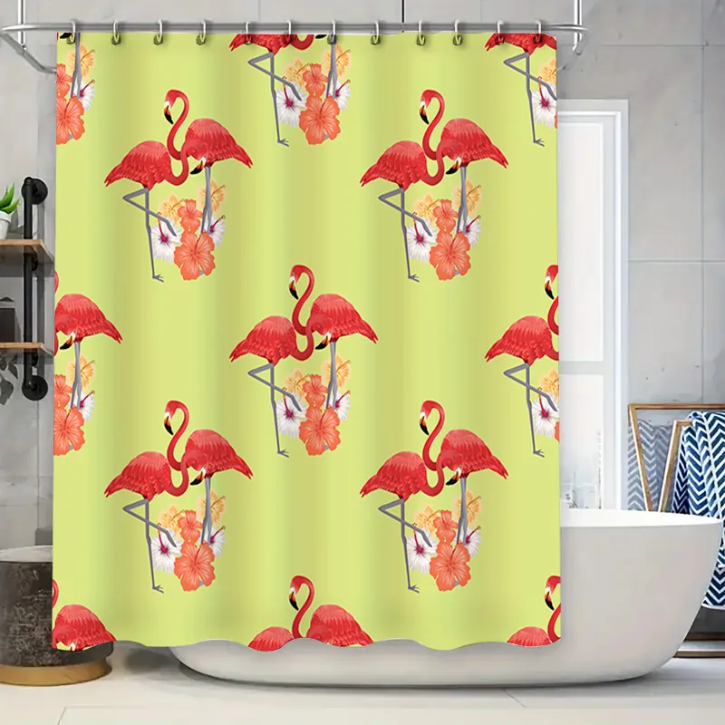 Waterproof bathroom shower curtain made of polyester fabric with flamingo pattern design for home decor accessories size: 180x24
Waterproof bathroom shower curtain made of polyester fabric with flamingo pattern design for home decor accessories size: 180x24