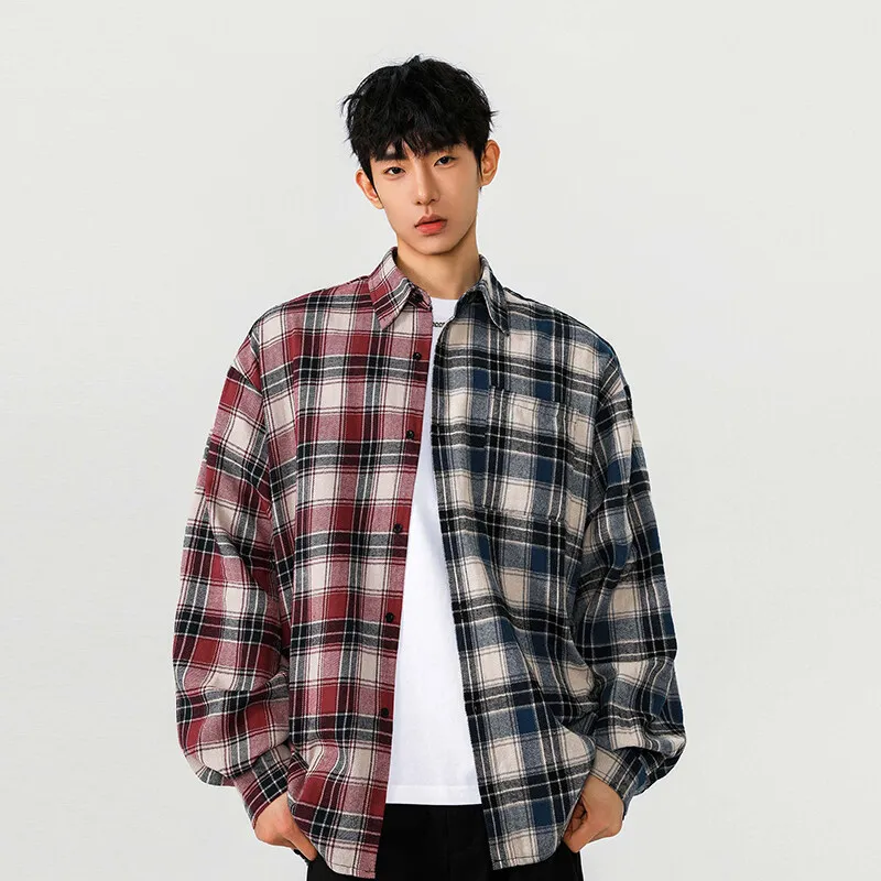Loose Casual Stylish Patchwork Plaid Shirt, 100% Cotton Street Youth, Breathable Moisture-wicking Long-sleeve Shirt for Spring
Loose Casual Stylish Patchwork Plaid Shirt, 100% Cotton Street Youth, Breathable Moisture-wicking Long-sleeve Shirt for Spring