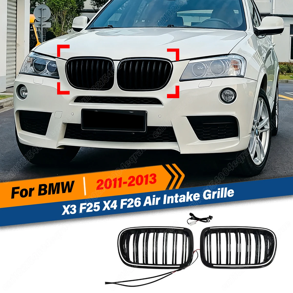 For BMW X3 F25 X4 F26 2011 2012 2013 ABS LED Illuminated Front Bumper Kidney Grill Double Line 2 Slats Front Grill Accessories
For BMW X3 F25 X4 F26 2011 2012 2013 ABS LED Illuminated Front Bumper Kidney Grill Double Line 2 Slats Front Grill Accessories