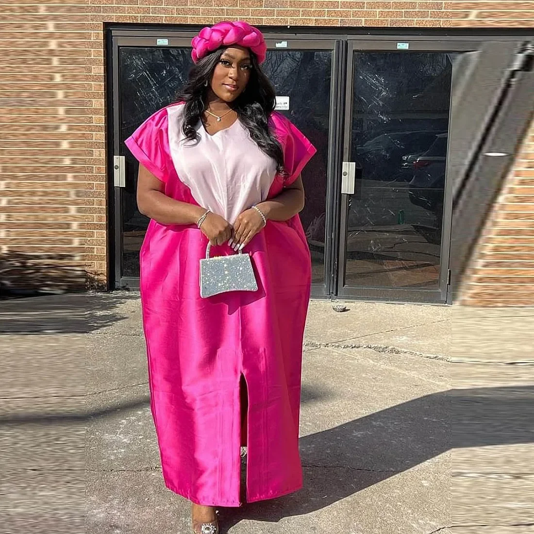 Party Evening Gowns Minxed Color Plus Size Evening Dress V Neck Short Sleeves Front Slit Dubai Arabic Dresses
Party Evening Gowns Minxed Color Plus Size Evening Dress V Neck Short Sleeves Front Slit Dubai Arabic Dresses