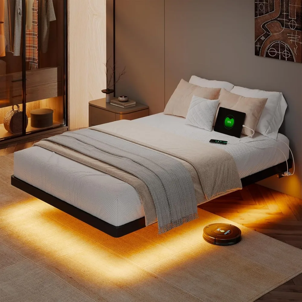LED Lights and Power Outlet, Metal Platform Bed with Heavy Duty Steel Slats Support, Noise Free, No Box Spring Needed
LED Lights and Power Outlet, Metal Platform Bed with Heavy Duty Steel Slats Support, Noise Free, No Box Spring Needed