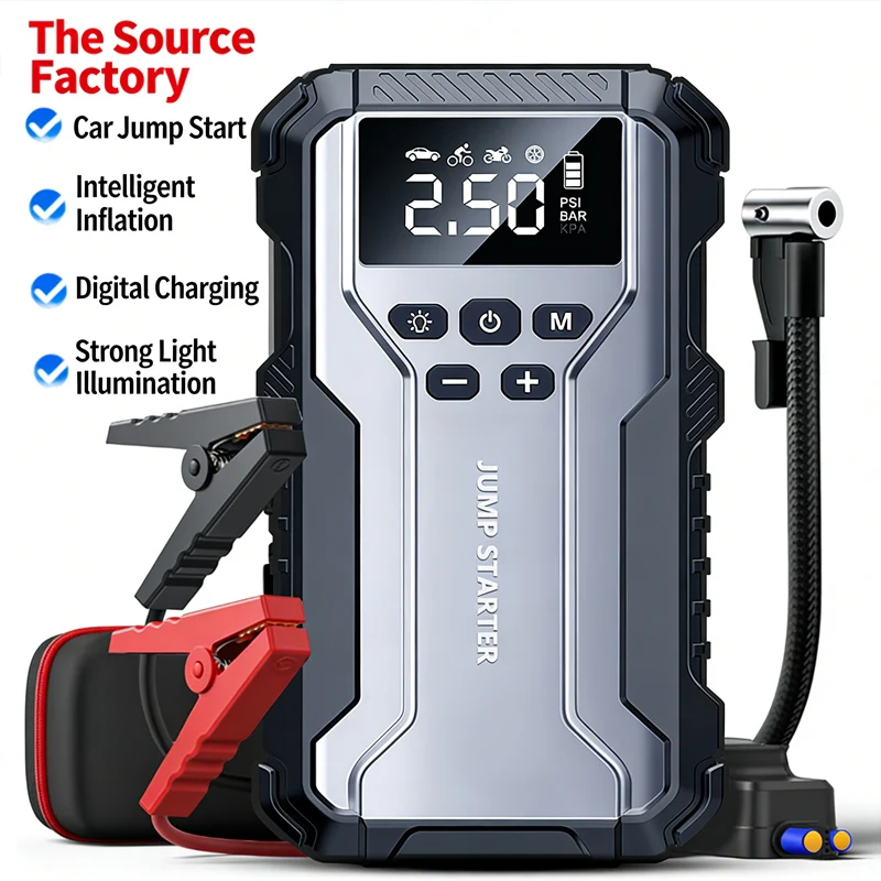 99800mAh Car Jump Starter Air Pump Power Bank Lighting Portable Air Compressor 4 In 1 Cars Battery Starters Auto Tyre Inflator
99800mAh Car Jump Starter Air Pump Power Bank Lighting Portable Air Compressor 4 In 1 Cars Battery Starters Auto Tyre Inflator