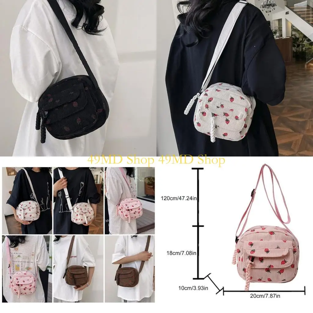 49MD Japanese Harajuku Corduroy Crossbody Bag with Strawberry Pattern Compact Small Shoulder Purse for Women and Girls
49MD Japanese Harajuku Corduroy Crossbody Bag with Strawberry Pattern Compact Small Shoulder Purse for Women and Girls