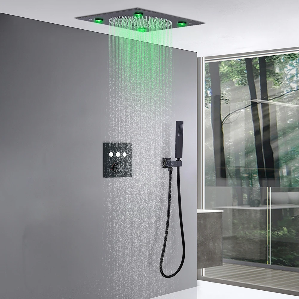 Chrome 320*320mm Constant-Temperature Shower Faucet Set 3-Functions Shower System Rain/Mist LED Color-Changing Shower Faucet
Chrome 320*320mm Constant-Temperature Shower Faucet Set 3-Functions Shower System Rain/Mist LED Color-Changing Shower Faucet