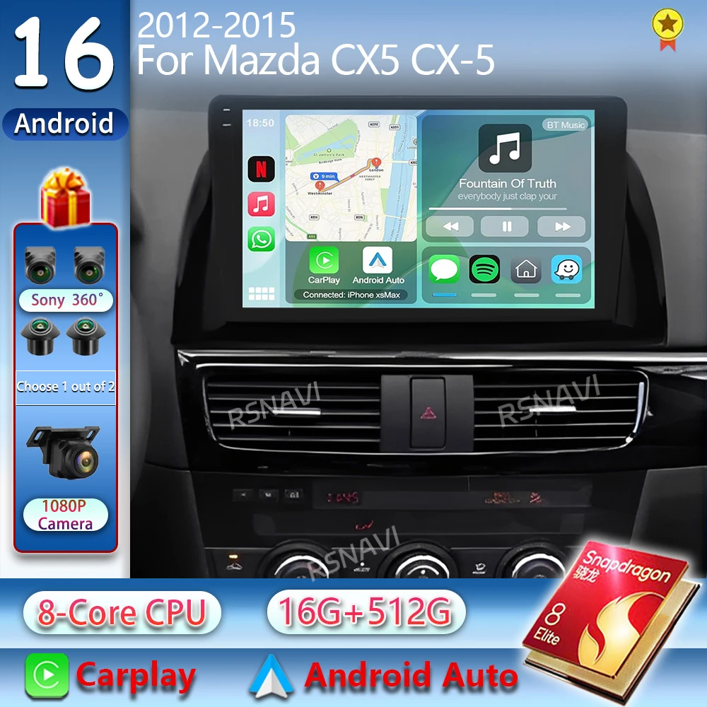 Android 16 Qualcomm Carplay For Mazda CX5 2011 - 2016 CX-5 Car Radio Navigation GPS DVD Multimedia Player Stereo WIFI+4G video
Android 16 Qualcomm Carplay For Mazda CX5 2011 - 2016 CX-5 Car Radio Navigation GPS DVD Multimedia Player Stereo WIFI+4G video