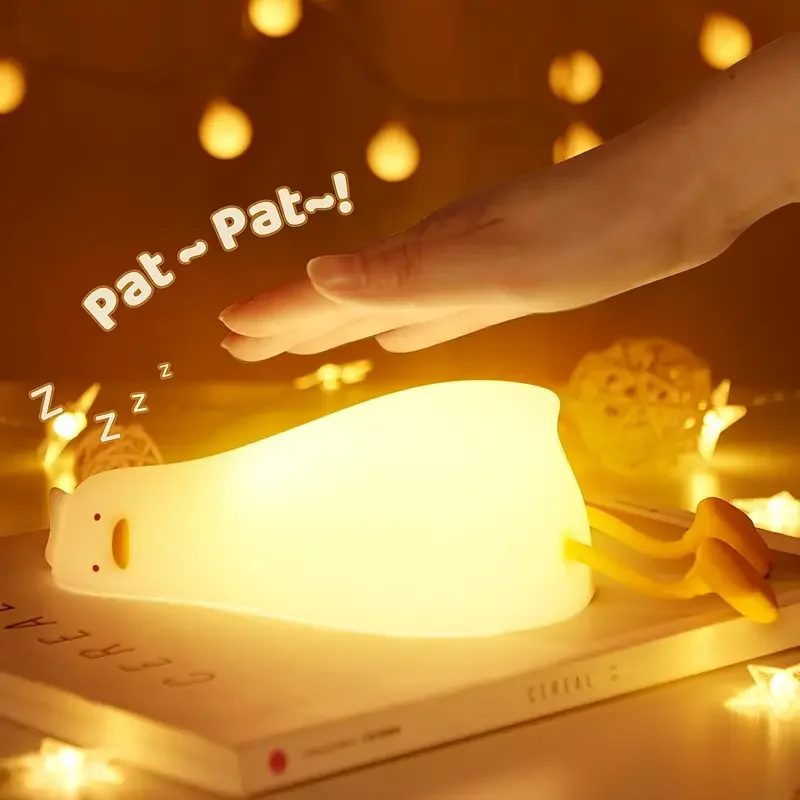 Cute Lying Flat Duck Night Light, LED Animal Night Light, Dimmable Timing Atmosphere Lamp, For Breastfeeding Bedroom Decor
Cute Lying Flat Duck Night Light, LED Animal Night Light, Dimmable Timing Atmosphere Lamp, For Breastfeeding Bedroom Decor