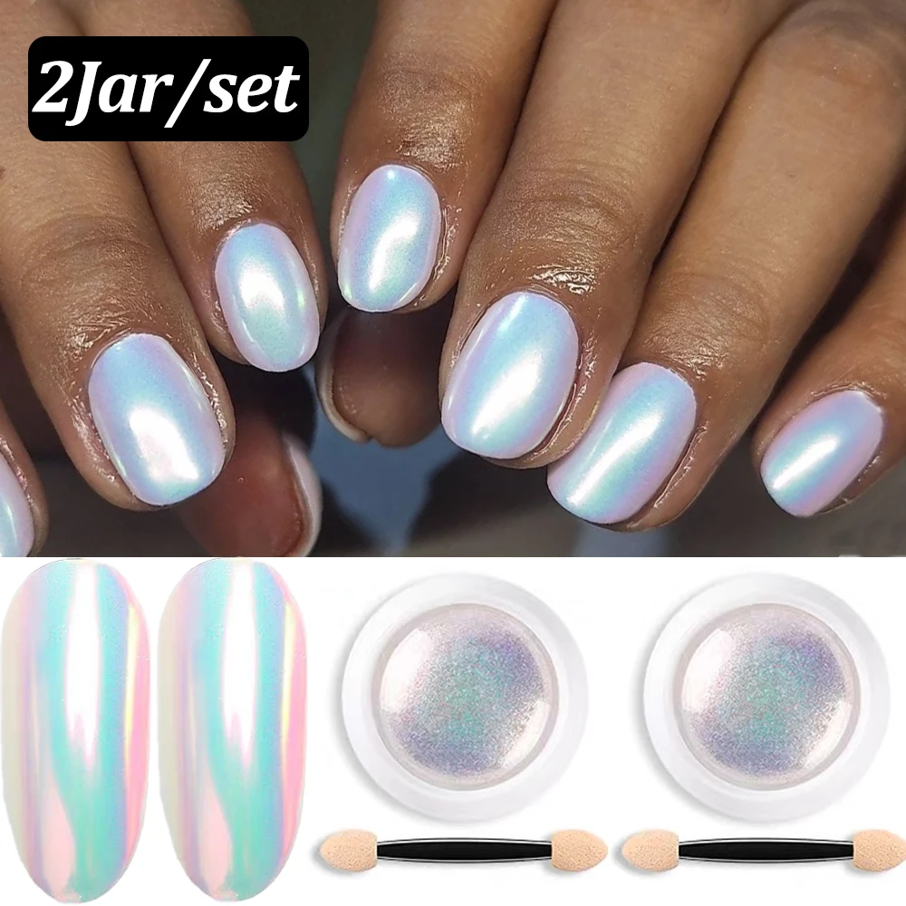 2Jars Iridescent Aurora Mermaid Nail Powder Flash Plating Chrome Nail Art Glitter Pigment Mirror Pearl Effect Nails Rubbing Dust
2Jars Iridescent Aurora Mermaid Nail Powder Flash Plating Chrome Nail Art Glitter Pigment Mirror Pearl Effect Nails Rubbing Dust
