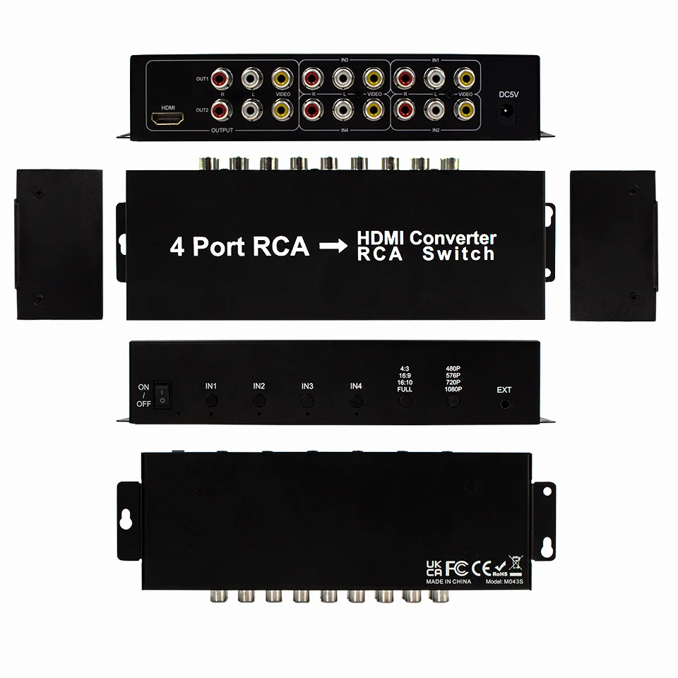4 AV RCA Audio Video Switch AV Signal RCA Composite TO HDMI-compatible converter 2AVSplitter Selector for STB TV DVD Player XBO
4 AV RCA Audio Video Switch AV Signal RCA Composite TO HDMI-compatible converter 2AVSplitter Selector for STB TV DVD Player XBO