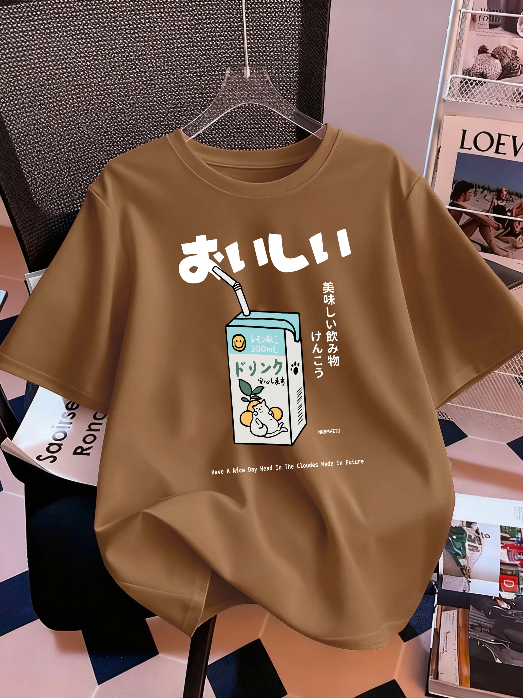 Cute Japanese Cat Oranges Drinks Printed Women T Shirt Casual Loose T-Shirt Y2K Cotton Clothing Summer Crewneck Short Sleeve
Cute Japanese Cat Oranges Drinks Printed Women T Shirt Casual Loose T-Shirt Y2K Cotton Clothing Summer Crewneck Short Sleeve