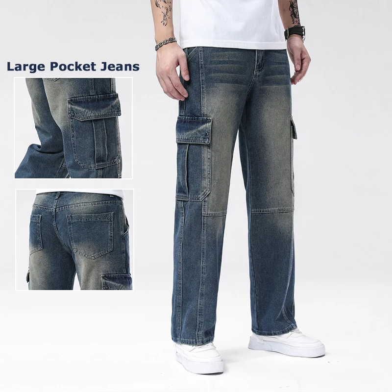 Men's Casual Versatile Jeans Deep Blue Multi Craft Design Workwear Pants Large Pocket Design Washed Daily Office Work Trousers
Men's Casual Versatile Jeans Deep Blue Multi Craft Design Workwear Pants Large Pocket Design Washed Daily Office Work Trousers