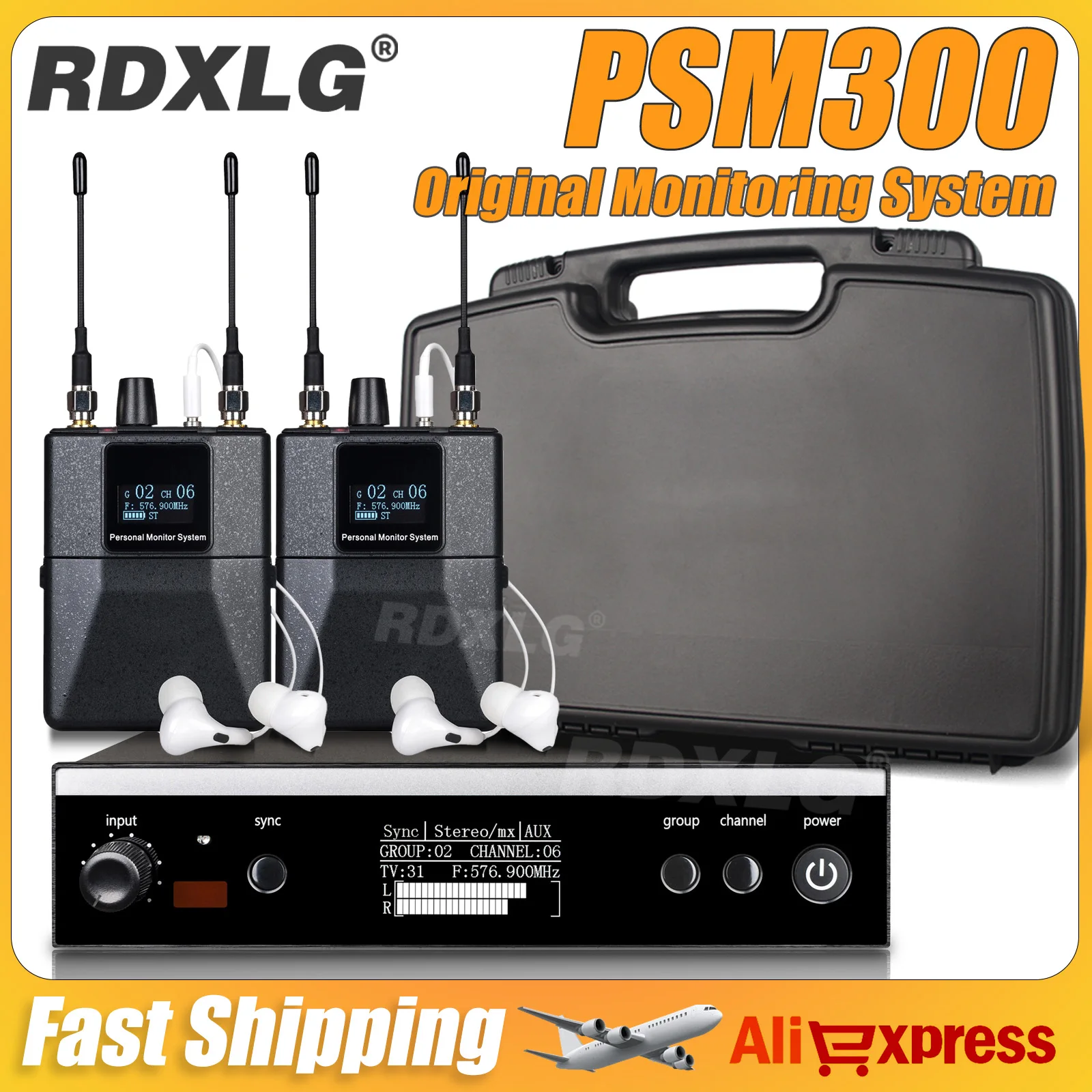 RDXLG PSM300 Stereo Wireless UHF In-Ear Monitoring System For Bands 500MHz 100mW 24-Bit Digital DSP Processor Audio,Suitcase
RDXLG PSM300 Stereo Wireless UHF In-Ear Monitoring System For Bands 500MHz 100mW 24-Bit Digital DSP Processor Audio,Suitcase