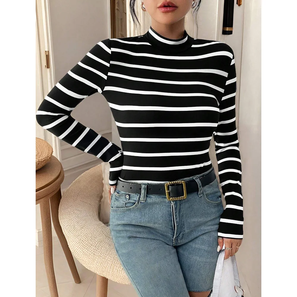 Mia Muse Women's T-Shirts All Season Daily Basic Stripe Long Sleeve Stand Collar Casual T-Shirts
Mia Muse Women's T-Shirts All Season Daily Basic Stripe Long Sleeve Stand Collar Casual T-Shirts