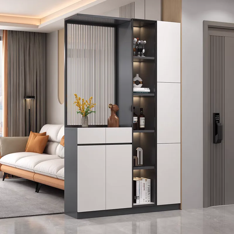 Solid wood entry entrance cabinet is opposite the door, partition cabinet, living room wine cabinet is integrated against the wa
Solid wood entry entrance cabinet is opposite the door, partition cabinet, living room wine cabinet is integrated against the wa