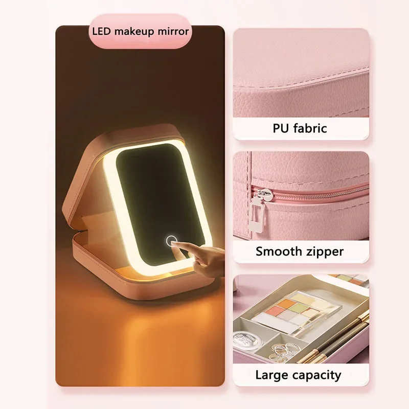 LED Makeup Bag With Mirror For Women Portable Cosmetic Storage Bag Small Lipstick Brush Wireless Makeup Box With Light
LED Makeup Bag With Mirror For Women Portable Cosmetic Storage Bag Small Lipstick Brush Wireless Makeup Box With Light