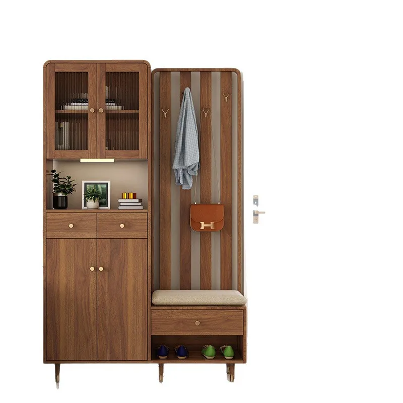 Shoe cabinet at door of home, integrated into living room of the entrance cabinet with shoe changing stool
Shoe cabinet at door of home, integrated into living room of the entrance cabinet with shoe changing stool
