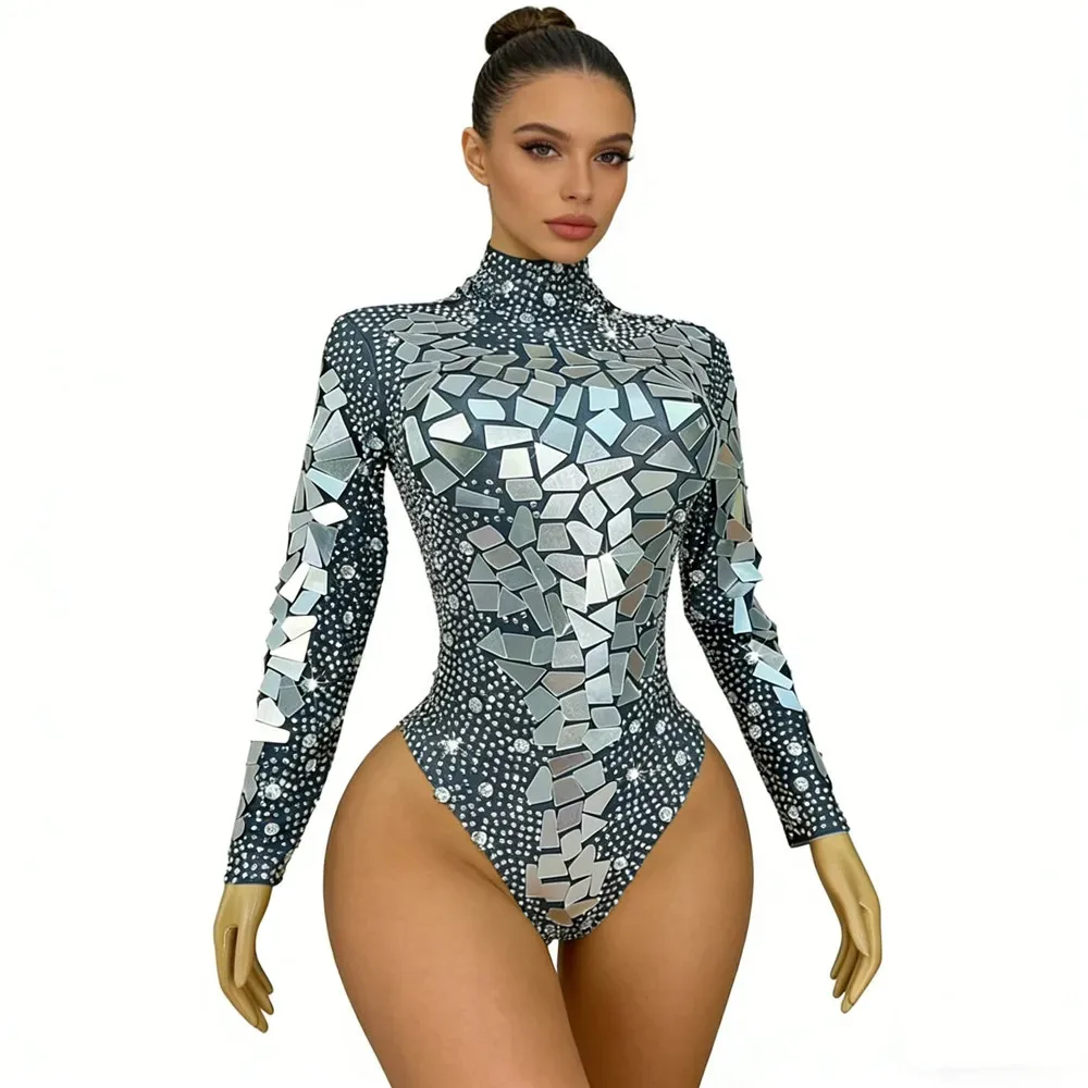 Sparkly Silver Mirror Rhinestones Bodysuit Women Party Show Dance Costume Bar Concert Stage Crystal Leotard Performance Clothes
Sparkly Silver Mirror Rhinestones Bodysuit Women Party Show Dance Costume Bar Concert Stage Crystal Leotard Performance Clothes
