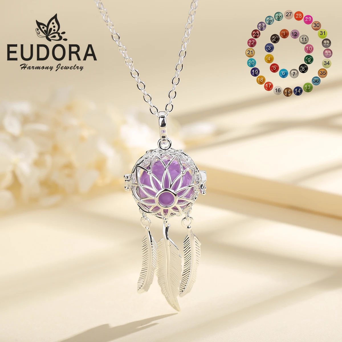 Eudora 18mm Harmony Ball Dreamcatcher cage Necklace Pregnancy Bola Angel Callar Necklace Anti Stress Jewelry for Women Baby Gift
Eudora 18mm Harmony Ball Dreamcatcher cage Necklace Pregnancy Bola Angel Callar Necklace Anti Stress Jewelry for Women Baby Gift
