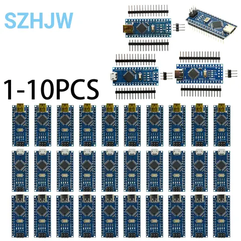 1-10PCS Nano V3.0 ATmega328P/PB CH340 USB Module, Mini Arduino Compatible Board with Bootloader for DIY Electronics Projects