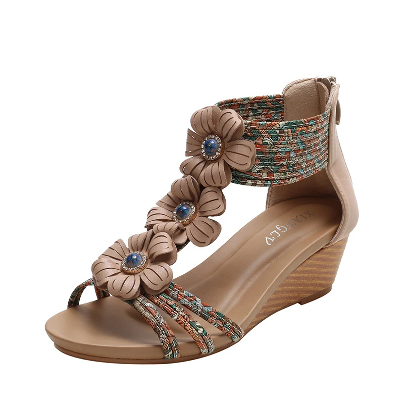 Women's wedge sandals New season ethnic style versatile high-heeled thick-soled open-toe fashion sandals for mothers
Women's wedge sandals New season ethnic style versatile high-heeled thick-soled open-toe fashion sandals for mothers