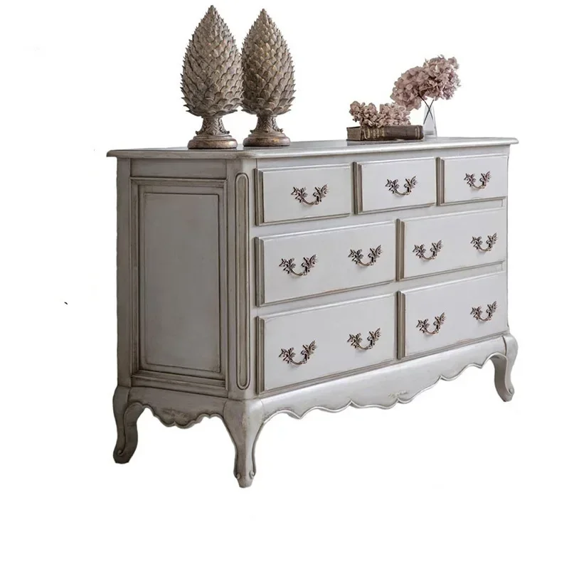 French retro solid wood seven-chest cabinet simple carved bedroom locker American light luxury entrance cabinet
French retro solid wood seven-chest cabinet simple carved bedroom locker American light luxury entrance cabinet