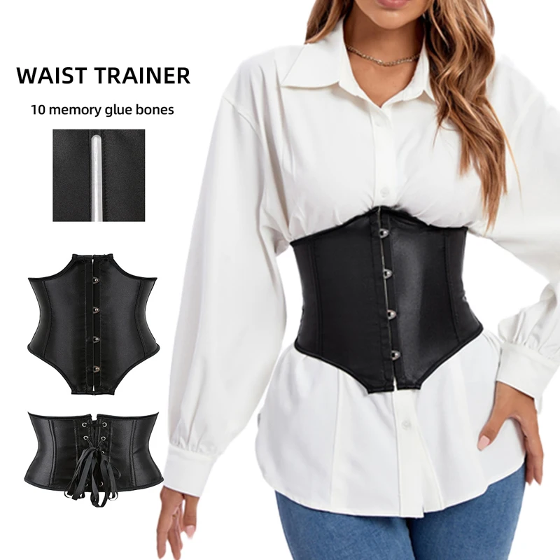 Women's Black Satin Underbust Corset Lace Up Short Torso Waist Cincher Slimming Body Shaper Corselete Lingerie Bustiers 
Women's Black Satin Underbust Corset Lace Up Short Torso Waist Cincher Slimming Body Shaper Corselete Lingerie Bustiers