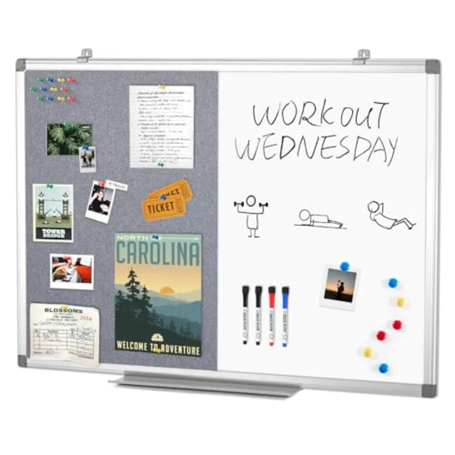Combination Magnetic Whiteboard and Fabric Board, Dry Erase Board Bulletin Board 36x24inches Combo Vision Board for Wall, Home,
Combination Magnetic Whiteboard and Fabric Board, Dry Erase Board Bulletin Board 36x24inches Combo Vision Board for Wall, Home,