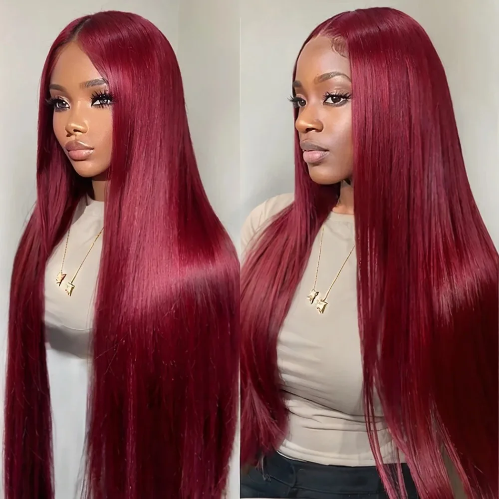 99j Burgundy Lace Front Human Hair Wig 36 Inch 13x6 Straight Lace Frontal Wigs HD Transparent Lace Colored Red Wig for Women
99j Burgundy Lace Front Human Hair Wig 36 Inch 13x6 Straight Lace Frontal Wigs HD Transparent Lace Colored Red Wig for Women