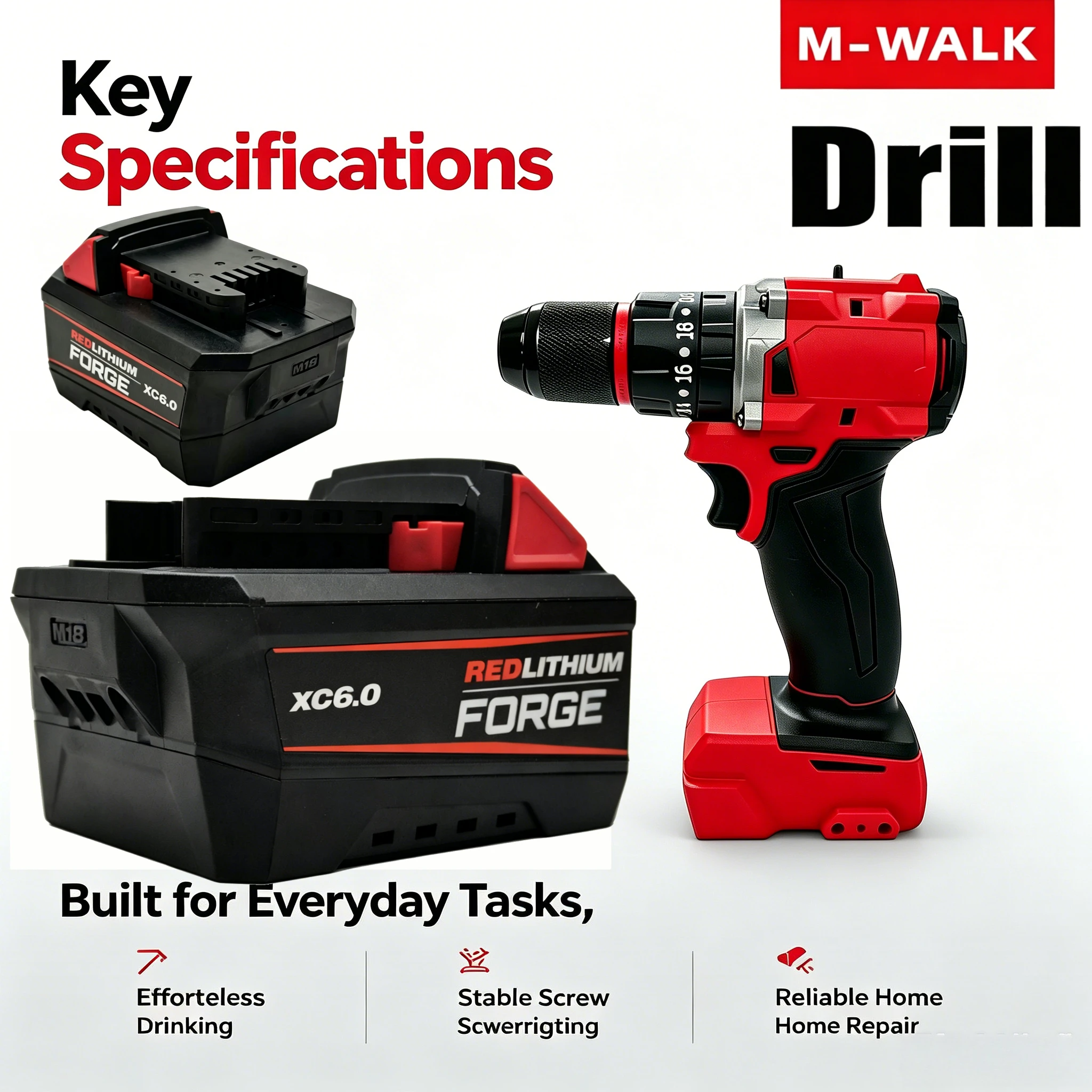 For Milwaukee Output Forge Battery 48-11-1861,18V 6.0Ah REDLITHIUM Forged,For 212 PUEL Drills and M18 Impact Drill Power Tools
For Milwaukee Output Forge Battery 48-11-1861,18V 6.0Ah REDLITHIUM Forged,For 212 PUEL Drills and M18 Impact Drill Power Tools