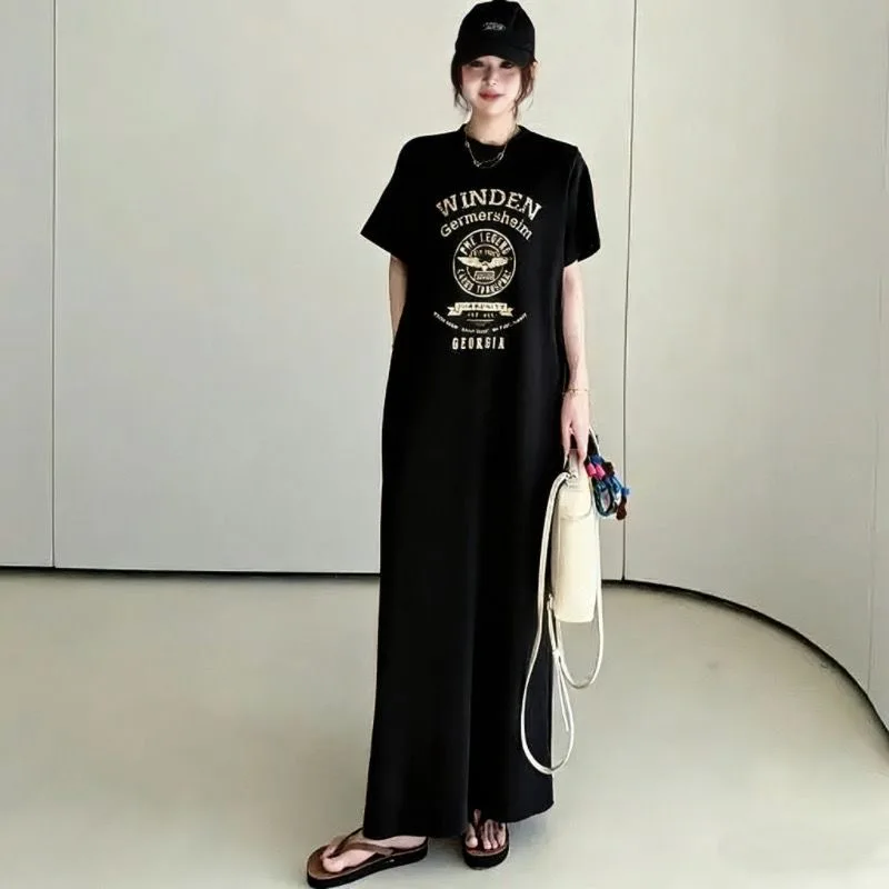 plus Size Casual Long T-Shirt Dress Summer New Style Slim Fit Split Back Print Design Meat Covering Polyester Fiber High Waist
plus Size Casual Long T-Shirt Dress Summer New Style Slim Fit Split Back Print Design Meat Covering Polyester Fiber High Waist