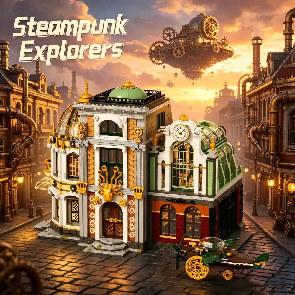 Creative Steampunk Explorers Plane Model Building blocks Street view MOC Modular Assembly Educational Toys Gifts Adults 3124pcs
Creative Steampunk Explorers Plane Model Building blocks Street view MOC Modular Assembly Educational Toys Gifts Adults 3124pcs