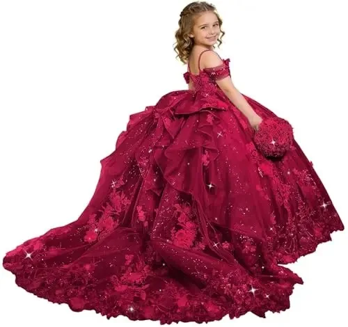 Custom Lace Flower Girl Dress 3D Flowers with Bow, Adorned with Appliqués and Beads, Ruffled Puffy Dress Girl Pageants
Custom Lace Flower Girl Dress 3D Flowers with Bow, Adorned with Appliqués and Beads, Ruffled Puffy Dress Girl Pageants