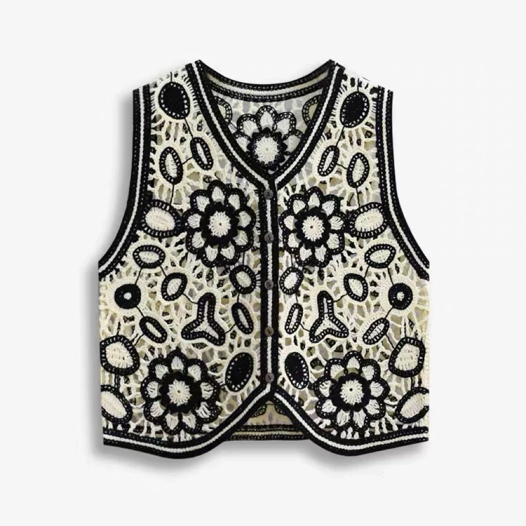 Вязаный крючком жилет женский с цветочной вышивкой прозрачный открытый вязаный укороченный жилет на пуговицах спереди летний пляжный наряд для девочек-подростков
Вязаный крючком жилет женский с цветочной вышивкой прозрачный открытый вязаный укороченный жилет на пуговицах спереди летний пляжный наряд для девочек-подростков