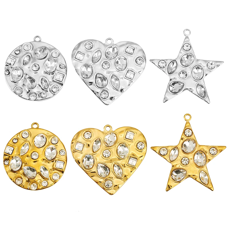 2pcs Stainless Steel Shine Zircon Round Star Charm Large Heart Pendant for Women DIY Earring Necklace Jewelry Making Accessories
2pcs Stainless Steel Shine Zircon Round Star Charm Large Heart Pendant for Women DIY Earring Necklace Jewelry Making Accessories