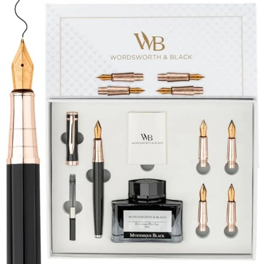 Fountain Pen Gift Set Includes Ink Bottle 6 Ink Cartridges A Refill Converter 4 Replacement Nibs Journaling Calligraphy Smooth
Fountain Pen Gift Set Includes Ink Bottle 6 Ink Cartridges A Refill Converter 4 Replacement Nibs Journaling Calligraphy Smooth