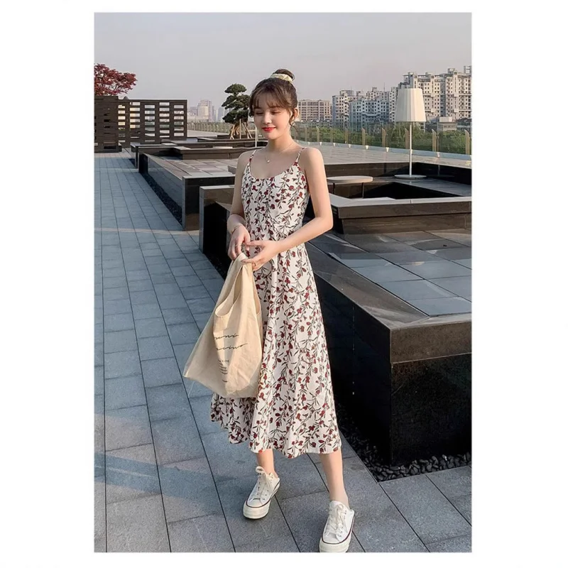 Floral Strap Dress for Women New Summer FashionAKorean Style Fashionable Mid-Length Skirt Slim Fit Slimming
Floral Strap Dress for Women New Summer FashionAKorean Style Fashionable Mid-Length Skirt Slim Fit Slimming