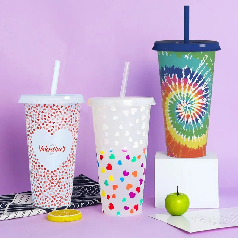 25oz Straw Cold Drink Cup with Lid Color Changing Plastic Water Cup Single Layer Stackable Valentines Day Gift for Travel Picnic
25oz Straw Cold Drink Cup with Lid Color Changing Plastic Water Cup Single Layer Stackable Valentines Day Gift for Travel Picnic