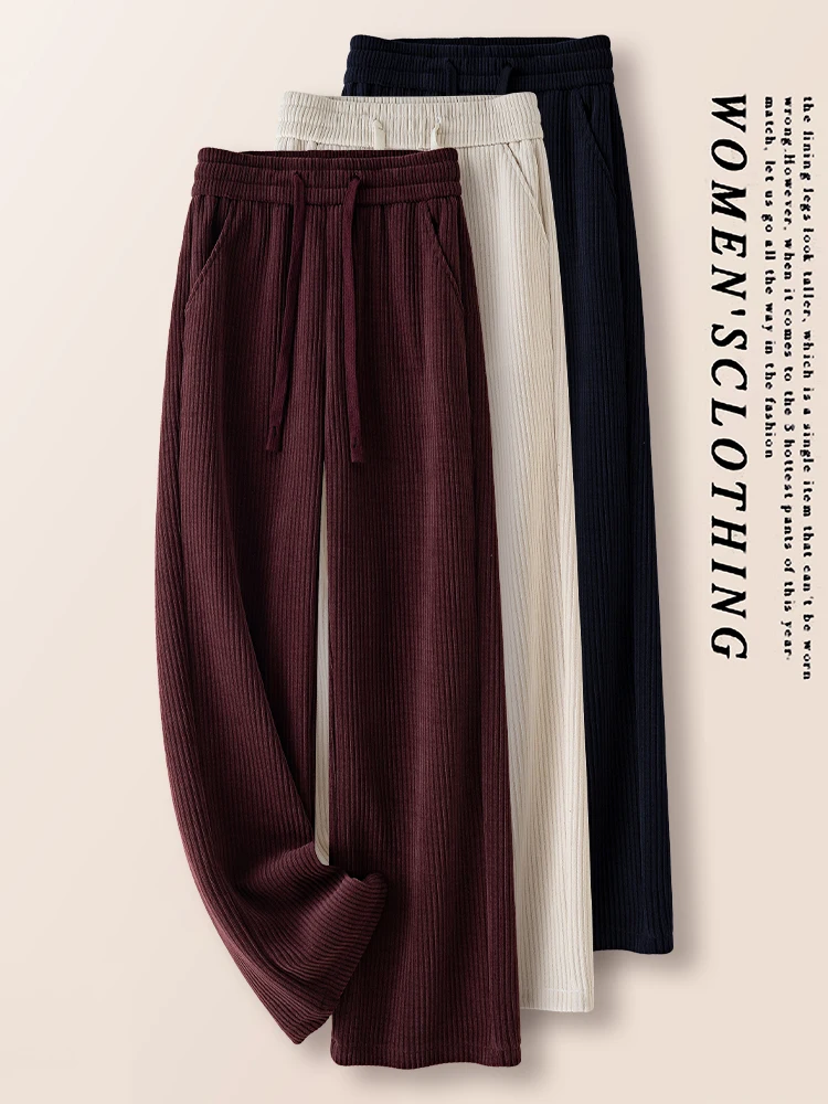High Waist Wide Leg Pants Women's Casual Flannel Autumn Winter New Style Fleece Lined Drapey Straight Cut Trousers
High Waist Wide Leg Pants Women's Casual Flannel Autumn Winter New Style Fleece Lined Drapey Straight Cut Trousers