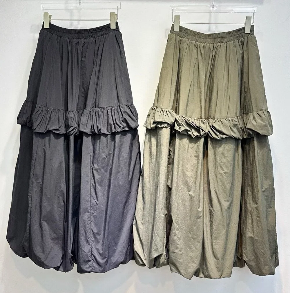 Новое поступление, зимние длинные юбки 2025, высококачественная хлопковая подкладка в стиле пэчворк с эластичной резинкой на талии, повседневная теплая зеленая черная длинная юбка макси