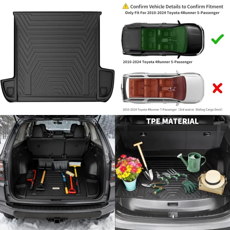 Cargo Mat Fit for 2010-2024 Toyota 4Runner (5 Passenger Models, No 3rd seat or No Sliding Cargo Deck), Custom Fit All Weather Cargo Trunk Liner
Cargo Mat Fit for 2010-2024 Toyota 4Runner (5 Passenger Models, No 3rd seat or No Sliding Cargo Deck), Custom Fit All Weather Cargo Trunk Liner
