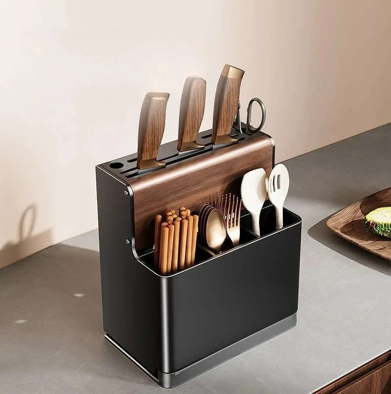 Walnut wood kitchen knife holder integrated storage rack countertop vegetable knife, chopsticks, spoon,seasoning rack no pumch
Walnut wood kitchen knife holder integrated storage rack countertop vegetable knife, chopsticks, spoon,seasoning rack no pumch