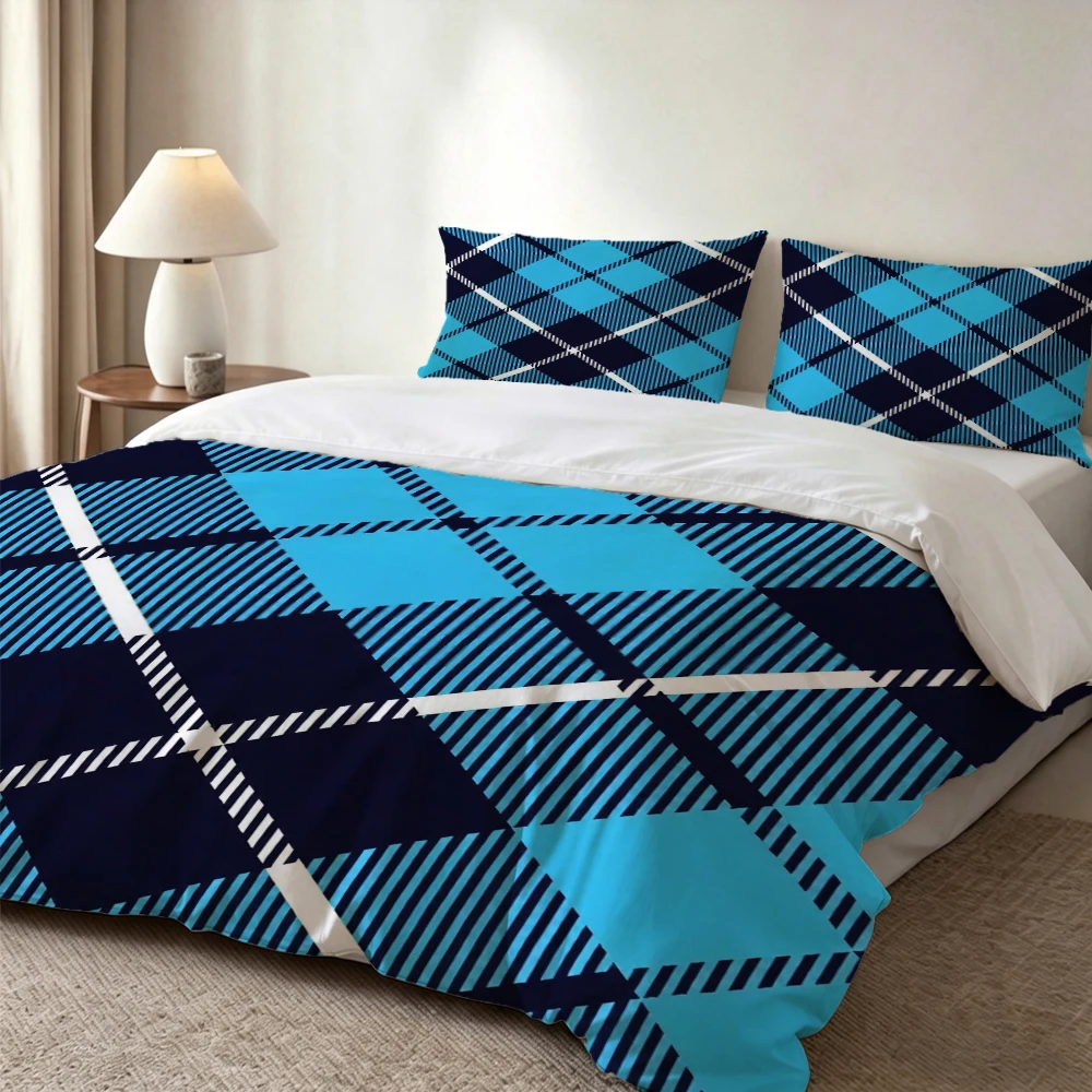 3Pc High-Definition Digital Print Bedding Set, Blue and Black Geometric Check Pattern Large Patterned Duvet Cover Set, Includes 1 Duvet Cover + 2 Pillowcases, Suitable for Bedroom, Guest Room, Home Decoration, Polyester Fiber Duvet Cover + Pillowcase Thre
3Pc High-Definition Digital Print Bedding Set, Blue and Black Geometric Check Pattern Large Patterned Duvet Cover Set, Includes 1 Duvet Cover + 2 Pillowcases, Suitable for Bedroom, Guest Room, Home Decoration, Polyester Fiber Duvet Cover + Pillowcase Thre