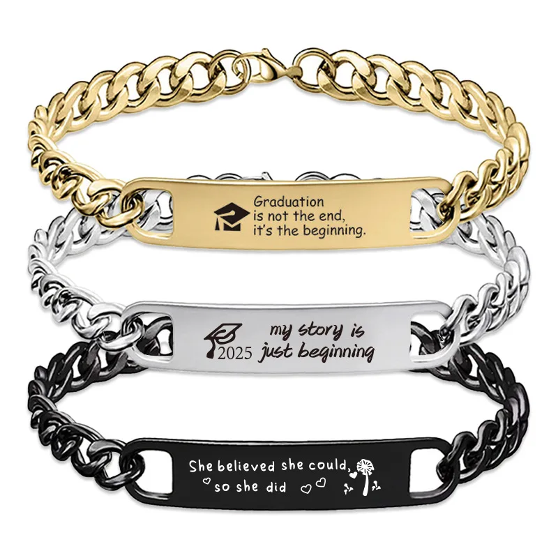 Custom Graduation Bracelet 2025 Stainless Steel Personalized Gift for Graduates PhD Cap Design
Custom Graduation Bracelet 2025 Stainless Steel Personalized Gift for Graduates PhD Cap Design