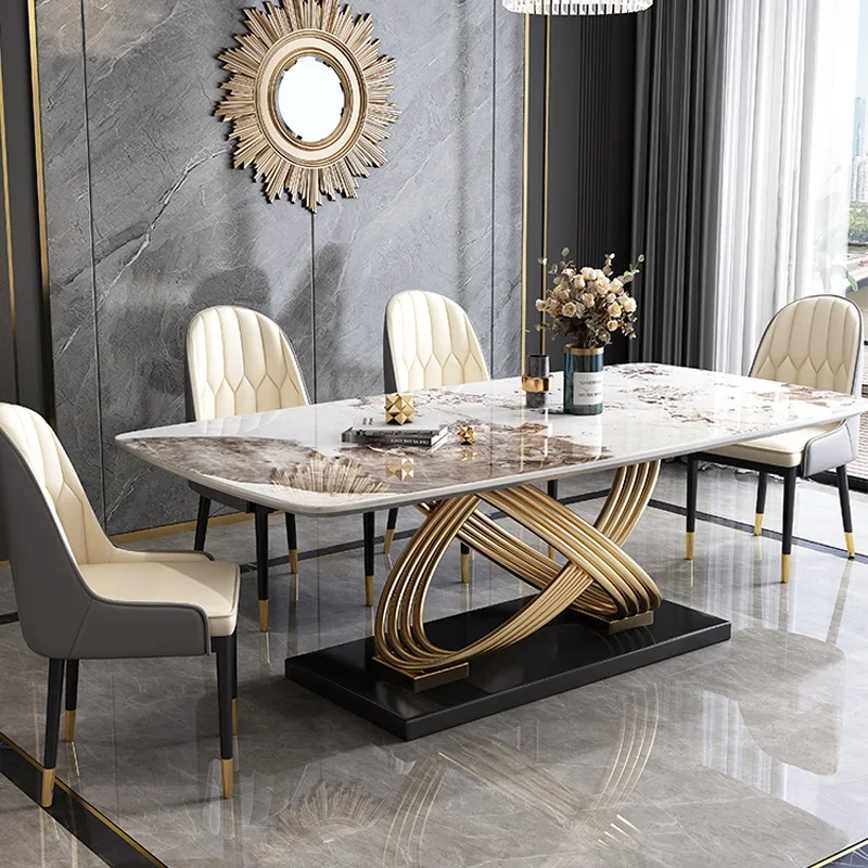 Luxury Unique Design Stainless Steel Dining Tables And Chairs Marble Rectangular Modern Dining Table Set
Luxury Unique Design Stainless Steel Dining Tables And Chairs Marble Rectangular Modern Dining Table Set