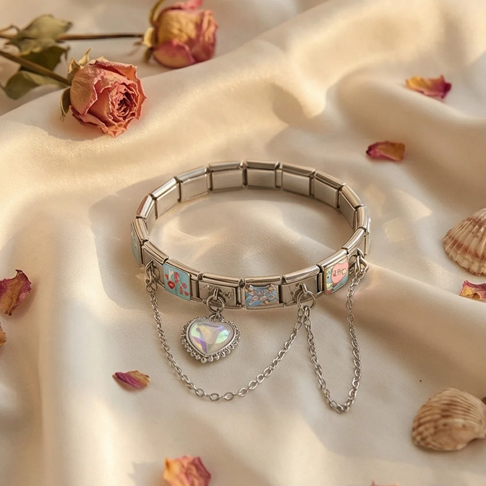 Sweet Love Theme Italian Charm Bracelet Set 9mm DIY Modular Links with Enamel Kiss Me Swan Heart Charms Opener Tool Included
Sweet Love Theme Italian Charm Bracelet Set 9mm DIY Modular Links with Enamel Kiss Me Swan Heart Charms Opener Tool Included