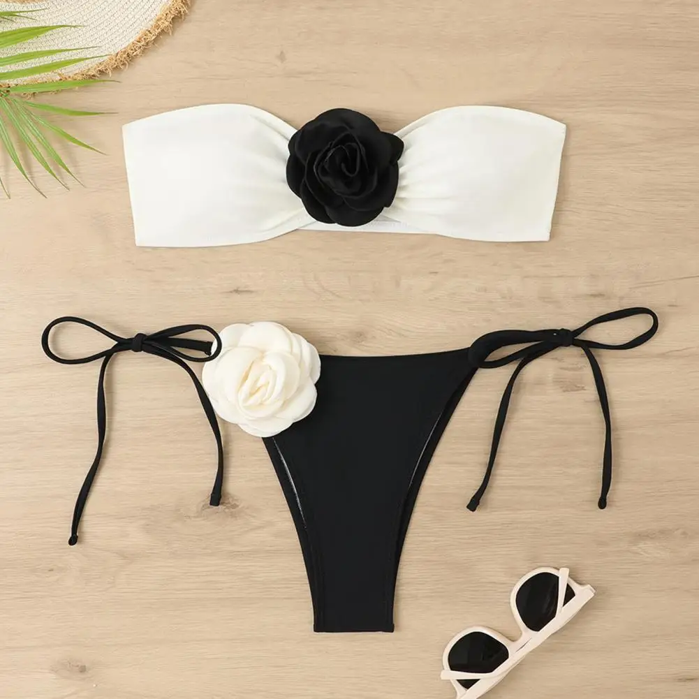 2 Pcs/Set Women Bikini Set Off Shoulder Lace-up Flower Decor Soft Detachable Pads Wireless Lady Beachwear Bathing Suit Swimsuit
2 Pcs/Set Women Bikini Set Off Shoulder Lace-up Flower Decor Soft Detachable Pads Wireless Lady Beachwear Bathing Suit Swimsuit