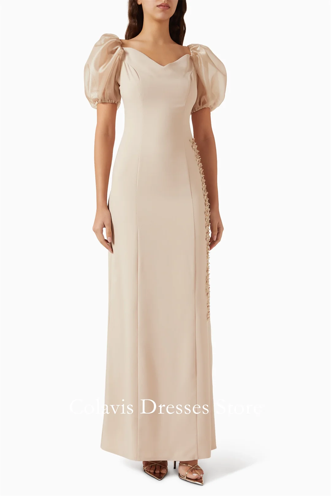 2025 Customized V-Neck Puff Sleeves Champagne Crepe Plus Size Prom Dresses Evening Dress Women Evening Gowns Formal Party Dress
2025 Customized V-Neck Puff Sleeves Champagne Crepe Plus Size Prom Dresses Evening Dress Women Evening Gowns Formal Party Dress