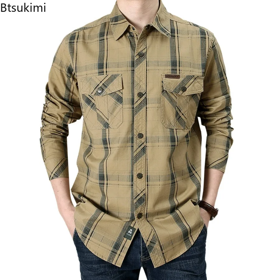 Spring Autumn Men's Cotton Long Sleeve Cargo Shirts Vintage Plaid Loose Casual Shirt Jacket Men Outdoor Tactical Work Shirts 5XL
Spring Autumn Men's Cotton Long Sleeve Cargo Shirts Vintage Plaid Loose Casual Shirt Jacket Men Outdoor Tactical Work Shirts 5XL