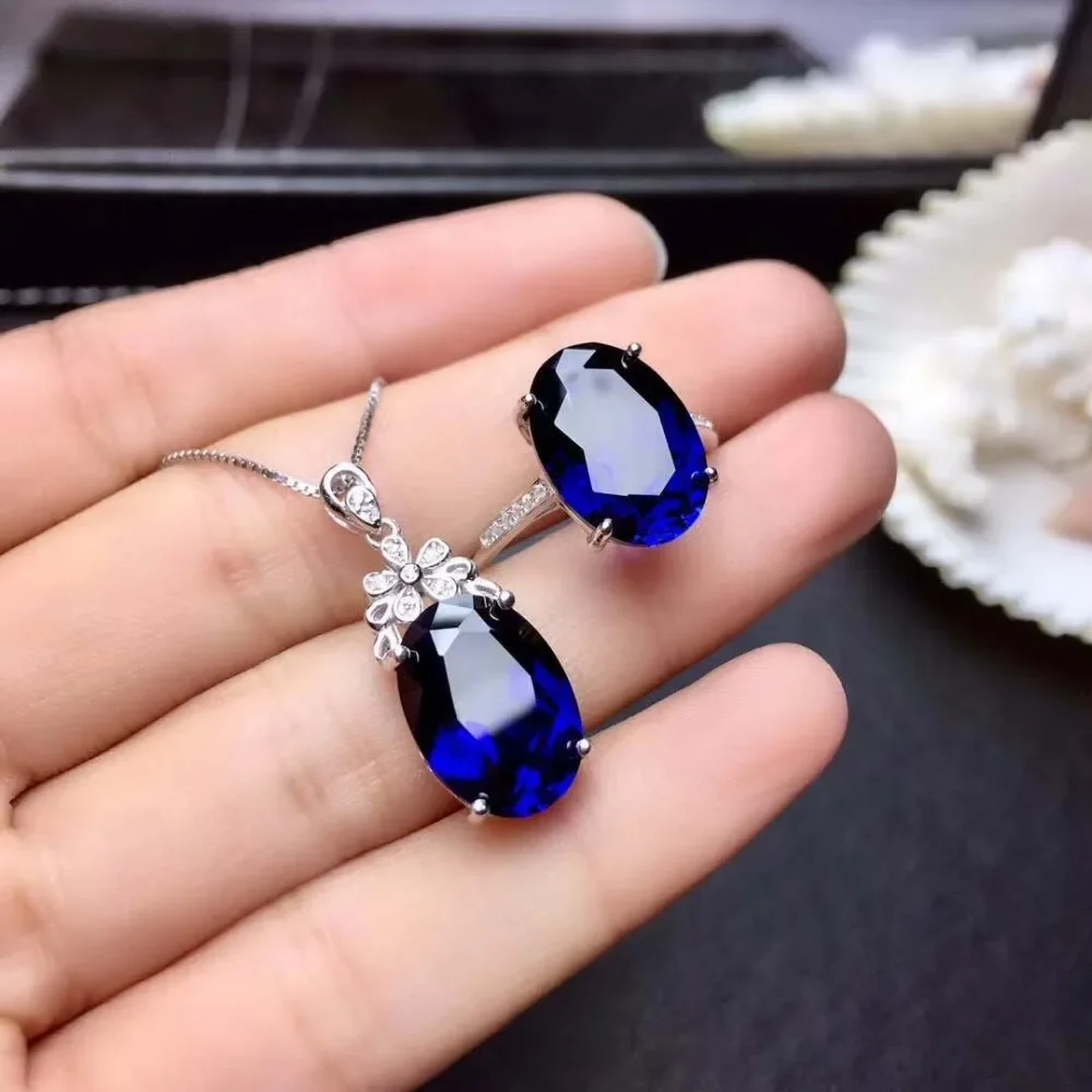 Natural Sapphire S925 Ring Pendant Necklace Set Charming Fine Fashion Jewelry for Women Free Shipping
Natural Sapphire S925 Ring Pendant Necklace Set Charming Fine Fashion Jewelry for Women Free Shipping